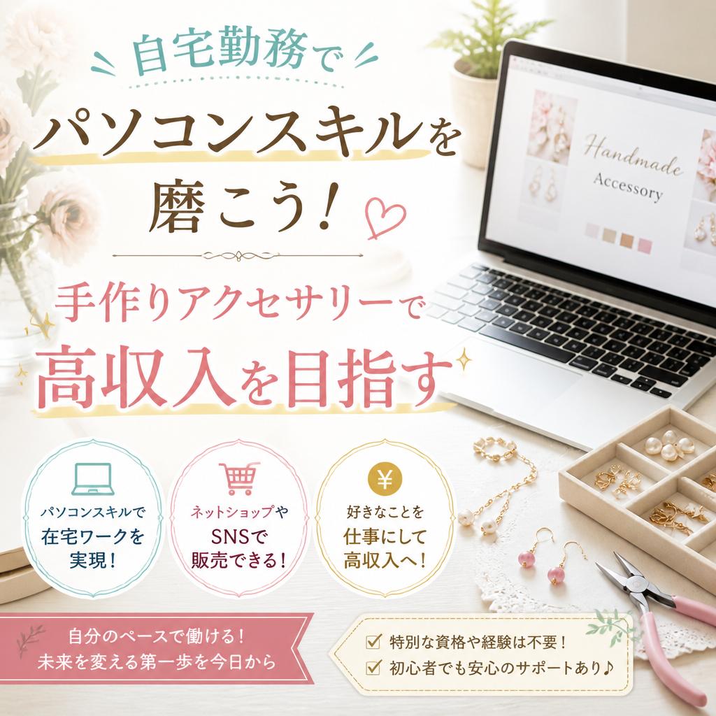 自宅勤務でパソコンスキルを磨こう！手作りアクセサリーで高収入を目指す