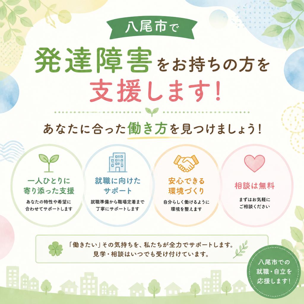 八尾市で発達障害をお持ちの方を支援します！あなたに合った働き方を見つけましょう！