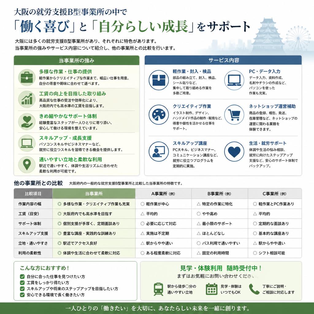 大阪の就労支援B型の特徴