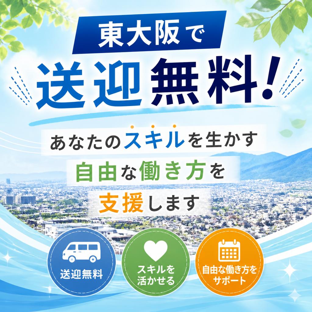 東大阪で送迎無料！あなたのスキルを生かす自由な働き方を支援します