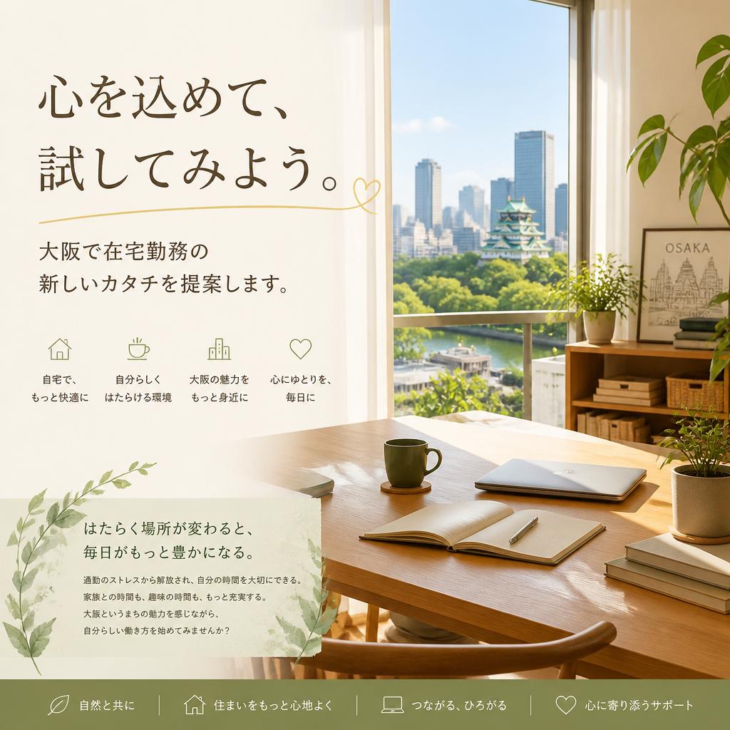 心を込めて、試してみよう。大阪で在宅勤務の新しいカタチを提案します。