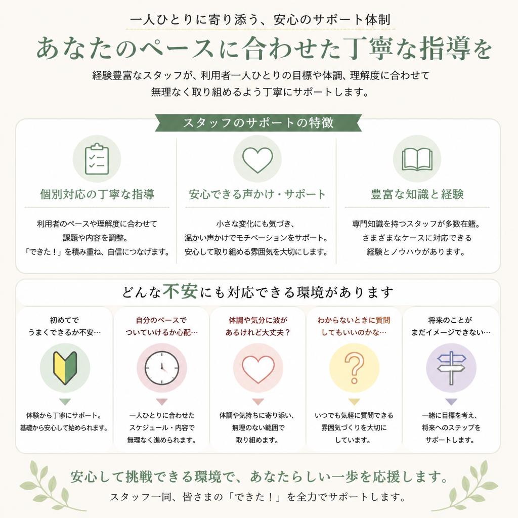 経験豊富なスタッフの手厚いサポート