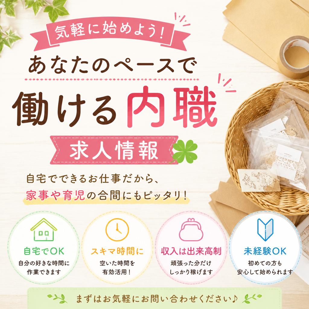 気軽に始めよう！あなたのペースで働ける内職求人情報