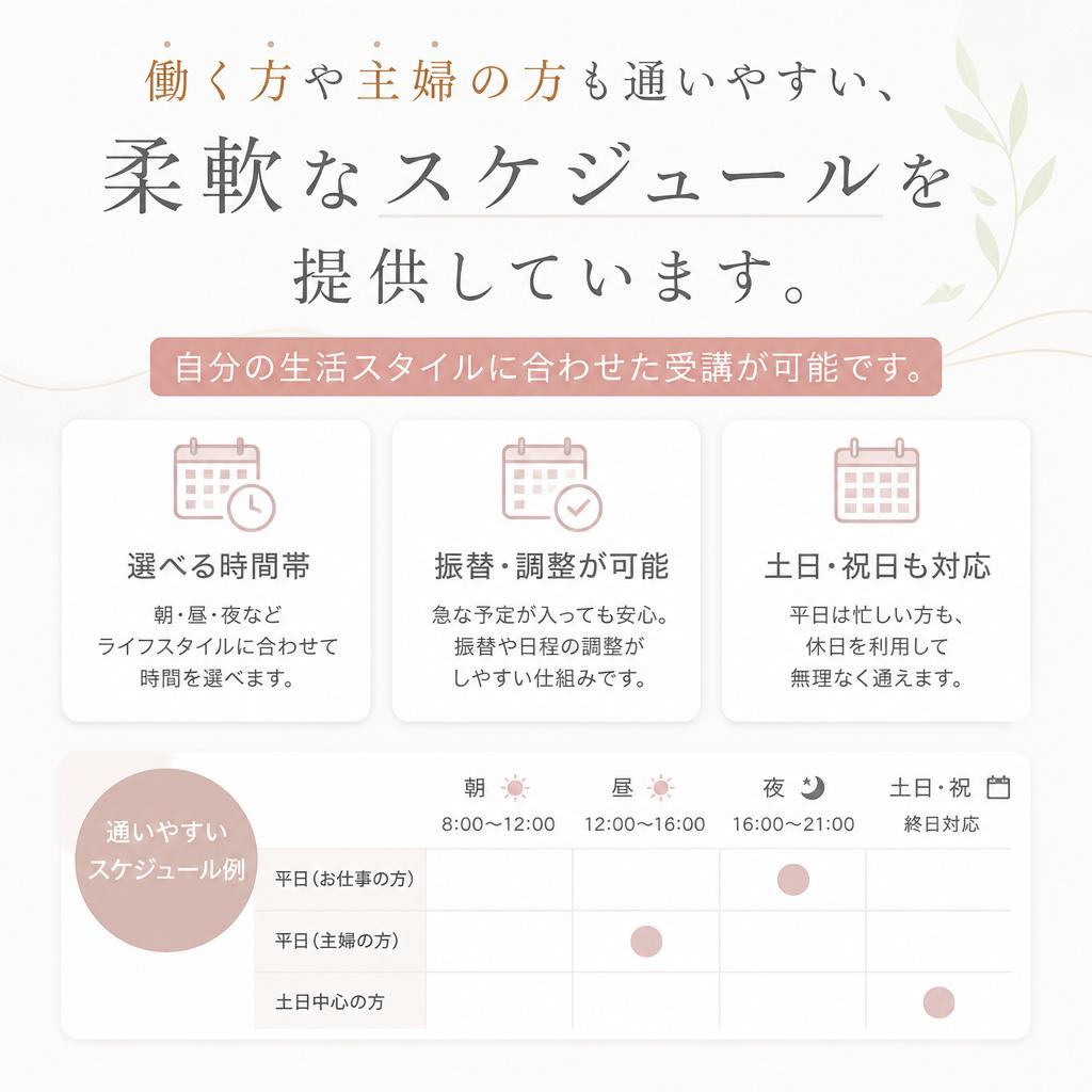 柔軟なスケジュールで通いやすい!