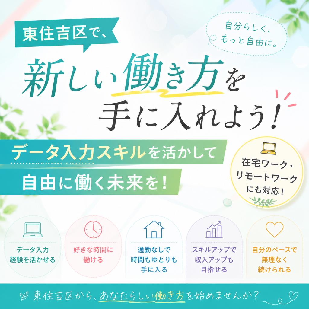 東住吉区で、新しい働き方を手に入れよう！データ入力スキルを活かして自由に働く未来を！