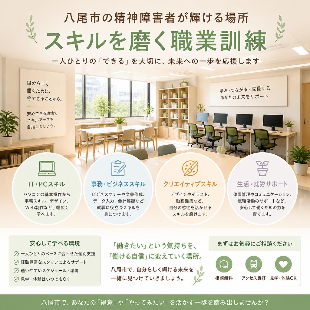 八尾市の精神障害者が輝ける場所、スキルを磨く職業訓練